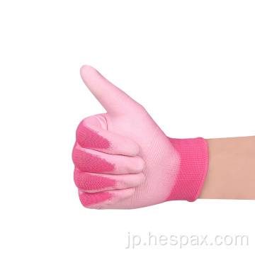 Hespax 13GピンクPUコーティングされた女性農業手袋